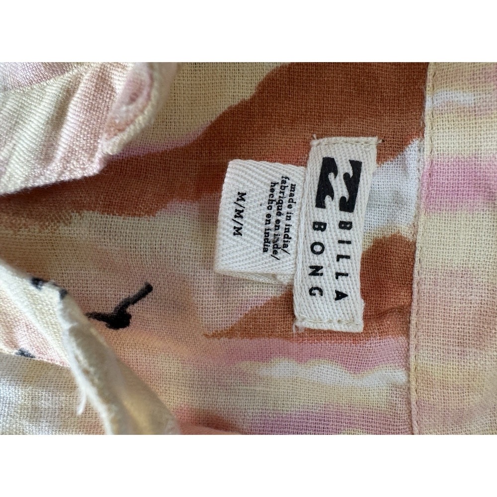 Billabong Women's Pajama Set Button Up Top Shorts Tropical Sunset Palm Trees M - Picture 7 of 7